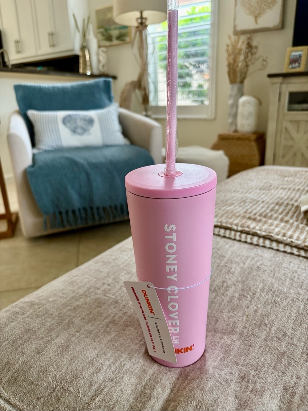 Stoney Clover Lane X Dunkin’ Donuts Pink Tumbler with Straw 22 oz